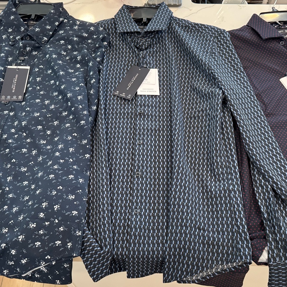 Denim & Flower Athletic Fit Men’s Long Sleeve Dress Shirts - Set of 3